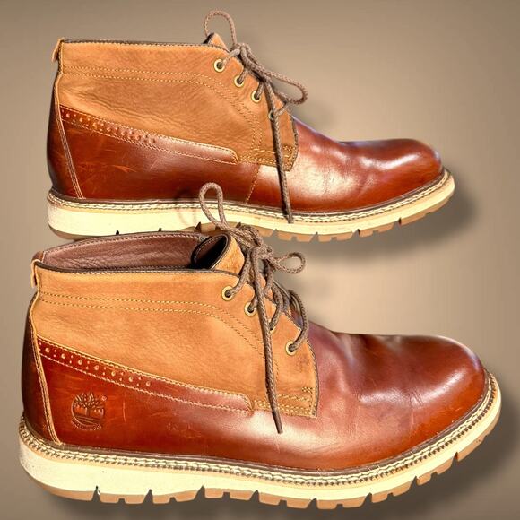 Men's Size 11 TIMBERLAND Britton Hill Waterproof Chestnut Leather Chukka Boots - Picture 4 of 12